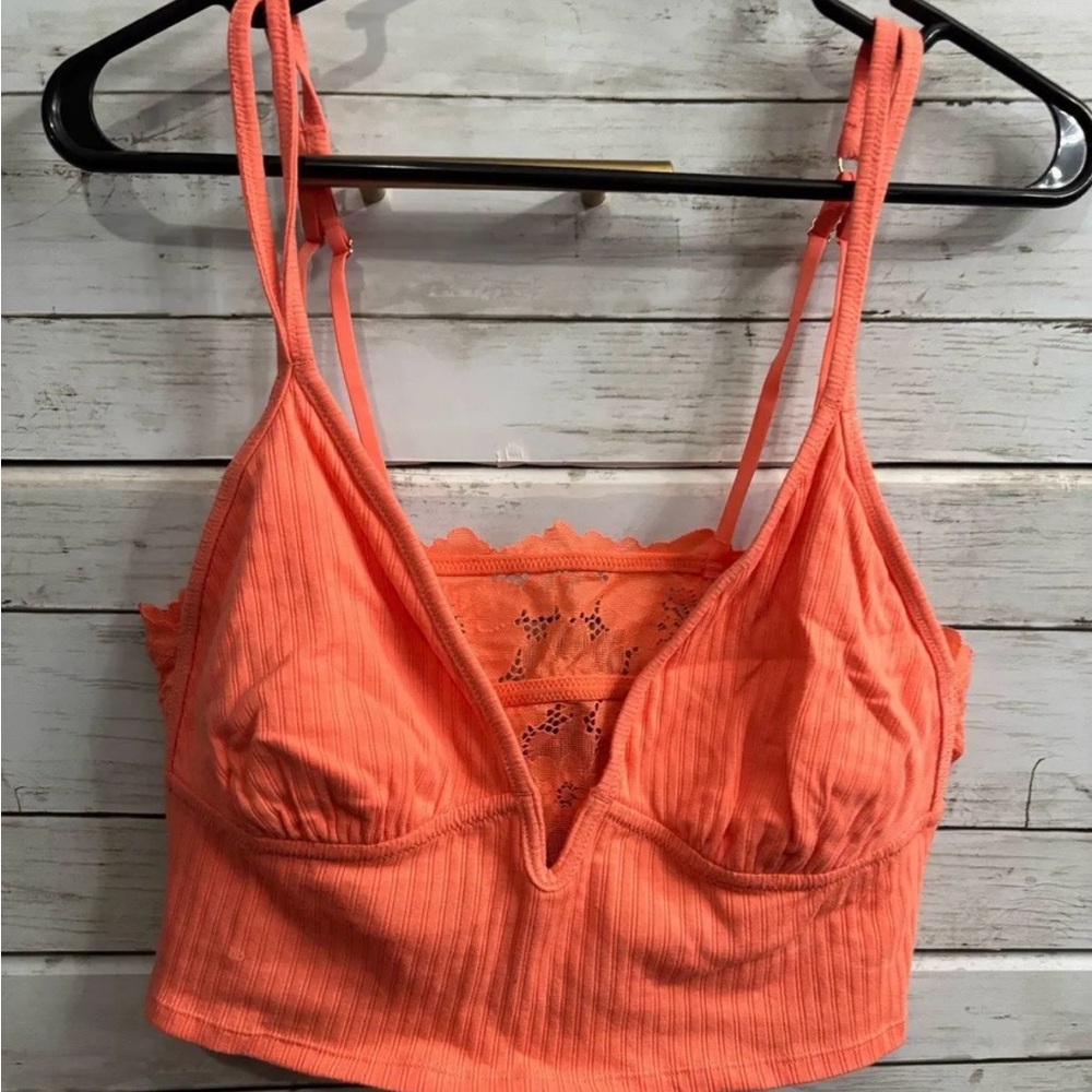 Aerie Vibrant Coral Ribbed Bralette
